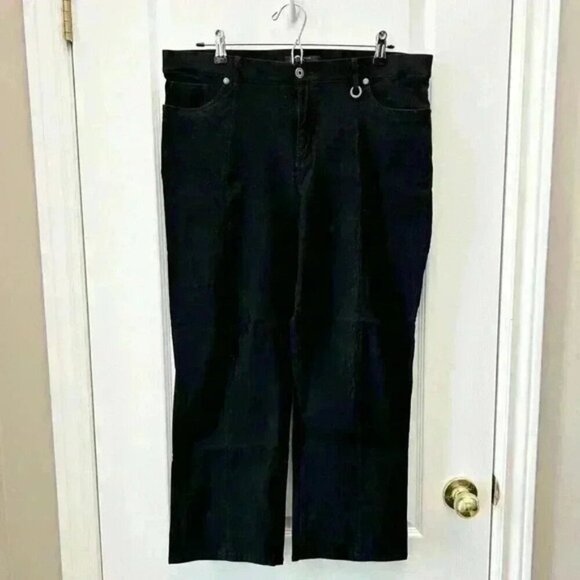 Simon Chang Jeans High Rise Straight Leg Cropped Stretch Fit Black  Size 16 - Picture 4 of 16